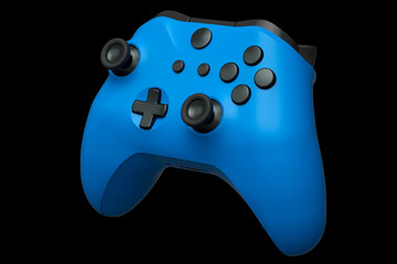 Poster - Realistic blue joystick for video game controller on black background