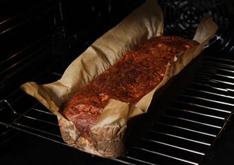 Sticker - Homemade banana bread in the oven. Healthy food