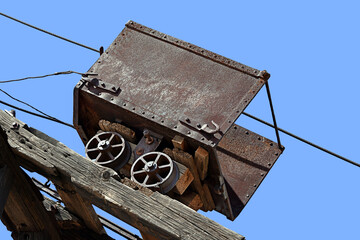 Sticker - Antique coal car high up on the tracks