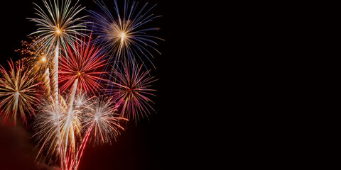 Panorama of a Fireworks Display on 4th of July.