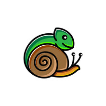Combination Chameleon And Snail In White Background , Vector Template Logo Design