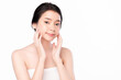© kitthanes  - Beautiful young asian woman with clean fresh skin on white background, Face care, Facial treatment, Cosmetology, beauty and spa, Asian women portrait.
