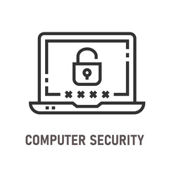 Poster - Computer security line icon on white background. Editable stroke.