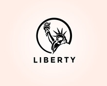 Circle Statue Liberty Drawing Art Logo Design Template Illustration