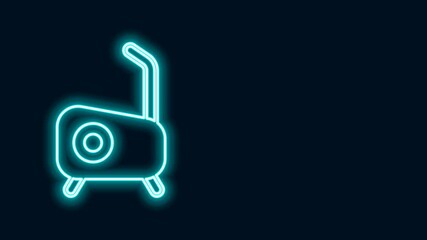 Sticker - Glowing neon line Stationary bicycle icon isolated on black background. Exercise bike. 4K Video motion graphic animation