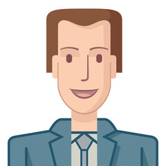 Avatar of young businessman laughing, flat style. Illustration of a young businessman with a happy expression. The drawing is made in flat style.