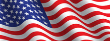 United State Of America Flag Wave Vector Illustration.