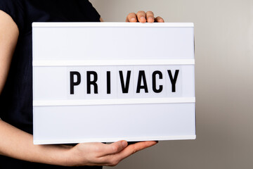 Wall Mural - privacy. text in light box. security, data and laws concept