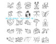 © jeksonjs - Set of mountain valleys and rivers icons. Part 2