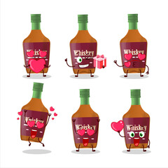 Poster - Whiskey bottle cartoon character with love cute emoticon