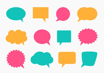 Poster - Speech bubbles clouds flat design set.