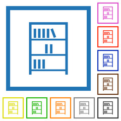 Sticker - Bookshelf with books outline flat framed icons