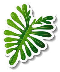 Wall Mural - A sticker template with a tropical leaf isolated