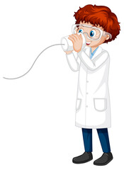 Sticker - A boy cartoon character wearing laboratory coat