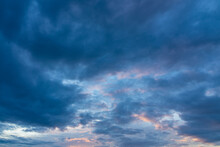 Beautiful Sky With Clouds At Blue Hour, Sky Remplacement, Nature Background