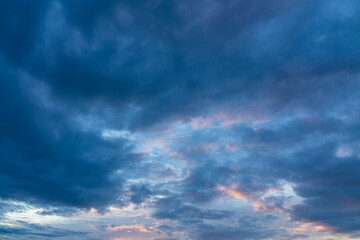 Wall Mural - beautiful sky with clouds at blue hour, sky remplacement, nature background