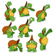 Cartoon character. Set of turtles with different emotions. Isolated on white background. Animal theme.
