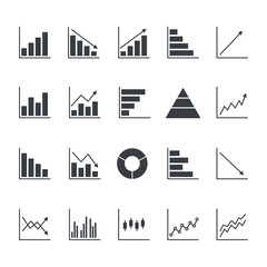Wall Mural - statistics and diagram information elements. graphics and charts related black icons set. big data c