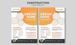Construction Business Flyer | Building your own home print template | Construction Brochure Cover | Corporate construction tools cover a4 flyer template | modern flyer template