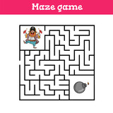 Fototapeta Dinusie - Maze game for children Cute cartoon worksheet . Vector illustration