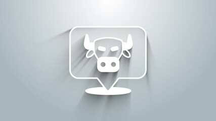 Poster - White Cow head icon isolated on grey background. 4K Video motion graphic animation