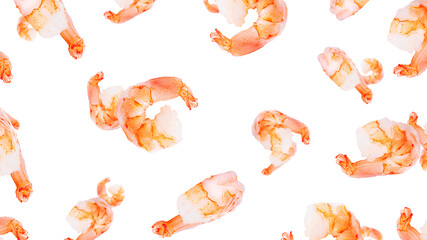 Wall Mural - Shrimp isolated on a white background. Fresh shrimp. Boiled shrimp. Prawns.