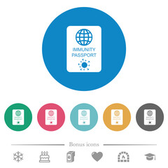 Poster - Immunity passport flat round icons