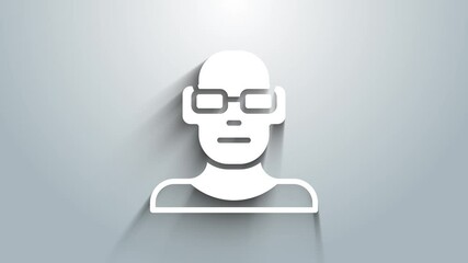 Canvas Print - White Poor eyesight and corrected vision with optical glasses icon isolated on grey background. 4K Video motion graphic animation