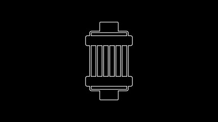 Poster - White line Car air filter icon isolated on black background. Automobile repair service symbol. 4K Video motion graphic animation