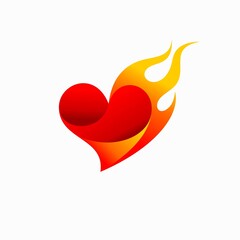 Wall Mural - Fire love logo, fire with love element