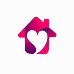 Poster - stay at home logo, love vector logo