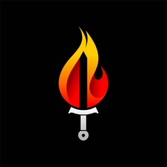 Poster - Sword logo with fire element