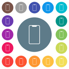 Sticker - Modern smartphone with blank screen flat white icons on round color backgrounds