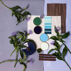 Wall Mural - mood board, color palette for decor and interior design