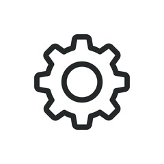 Gear icon wheel technology symbol cog design illustration. Engineering gear sign machine equipment mechanism business concept cogwheel industrial. Machinery mechanical power work factory shape line