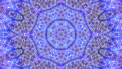 3D rendering of cool futuristic kaleidoscope patterns in blue and purple vibrant colors