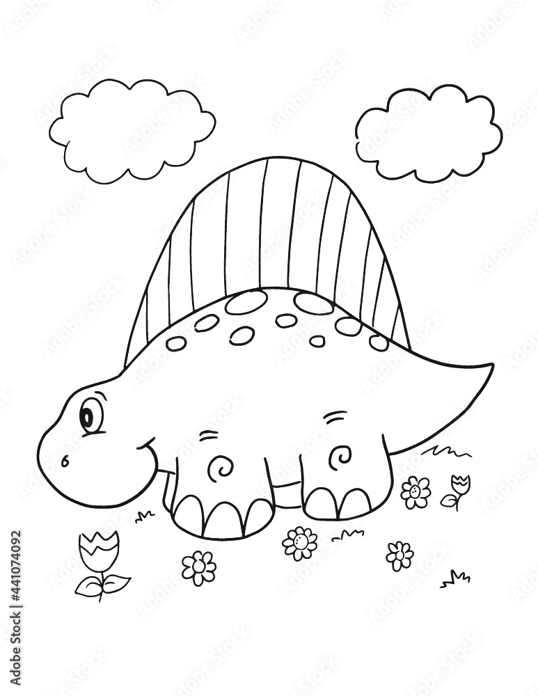Cute dinosaur Vector Illustration Coloring Book Page Art Stock Vector ...