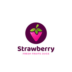 Wall Mural - Pink Sweet fresh simple strawberry fruit logo icon template