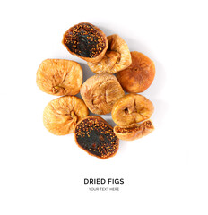 Wall Mural - Creative layout made of dried figs on white background.Flat lay. Food concept.