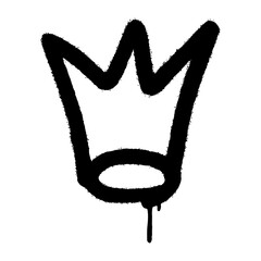 Wall Mural - graffiti spray crown icon with over spray in black over white. vector illustration.