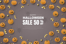 Halloween Sale With Pumpkins Scattered