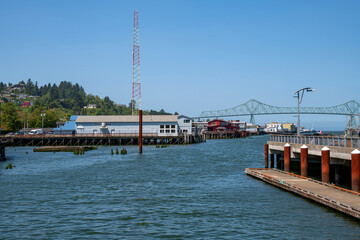 Astoria Oregon port view and the Megler bridge.