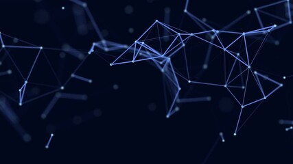 Leinwandbilder - Abstract digital connection moving dots and lines. Technology background. Network connection structure. Plexus effect. 3d Seamless loop. 4K