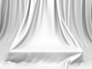 white background with a showcase blank podium