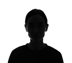 silhouette of anonymous woman on white background