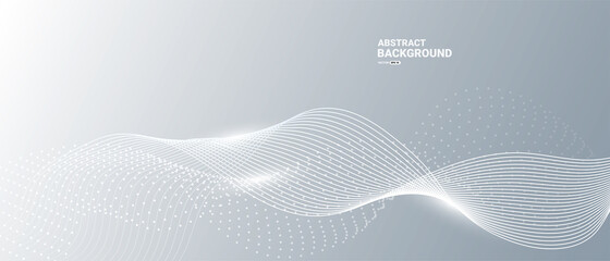 Gray and white abstract background with flowing particles. Digital future technology concept. vector illustration.	
