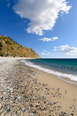 Wall Mural - The wild coast around Vatos Beach on the Greek island of Samothrace in the North Aegean