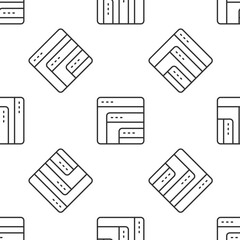 Grey line Software, web developer programming code icon isolated seamless pattern on white background. Javascript computer script random parts of program code. Vector