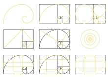 Golden Ratio Spiral Scheme Of Proportions, Flat Vector Illustration Isolated.