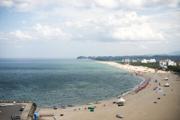 Sticker - Aerial view of Naksan Beach under the sunlight